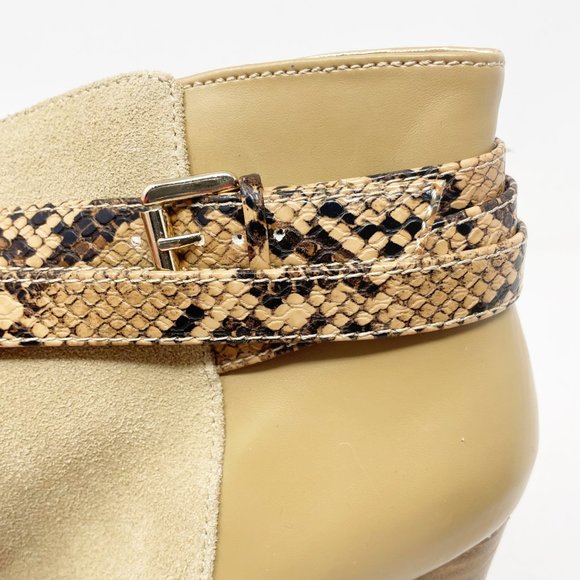 Iman Womens Tan Suede & Leather Side Zip Heel Booties Size 8 - Picture 9 of 14